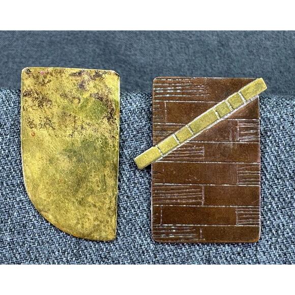 Vintage Artisan Mixed Metal Mis Matched Stud Earrings - Picture 2 of 6